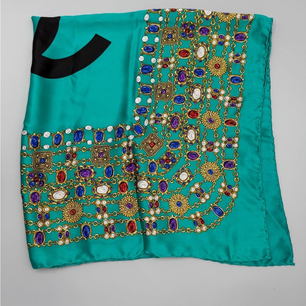 Chanel CC Teal Jewels Silk Scarf - Picture 9 of 9